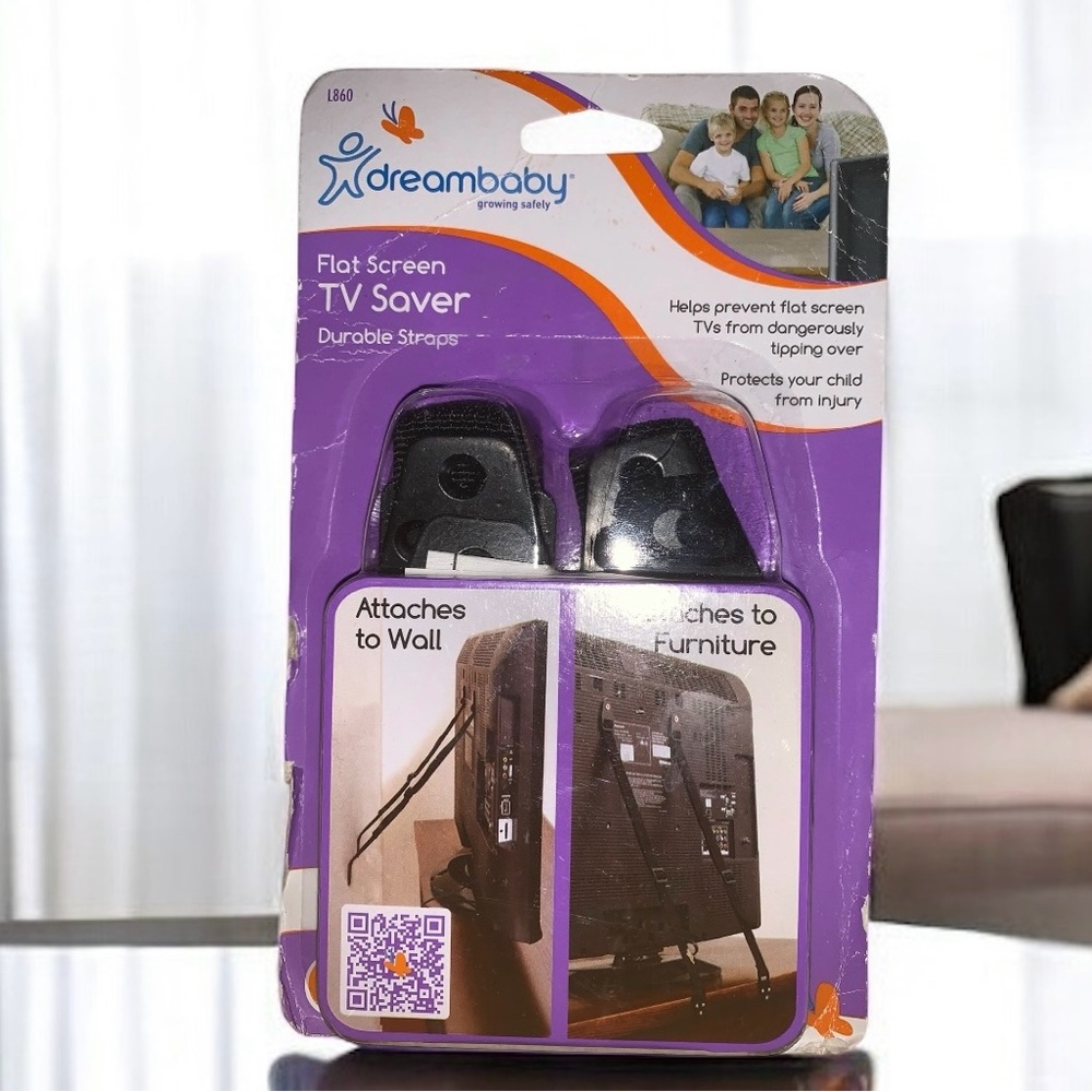 Dreambaby Flat Screen TV Saver Durable Safety Straps Attach To Wall Or Furniture